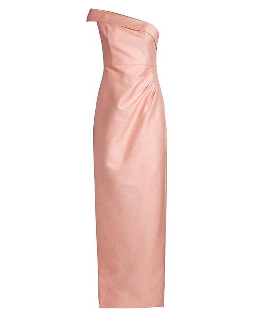 Aidan Mattox Synthetic One-shoulder Jacquard Column Gown in Champagne ...