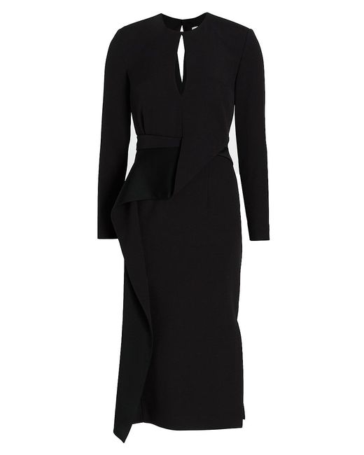 Safiyaa Synthetic Twisted Draped Midi-dress in Black | Lyst