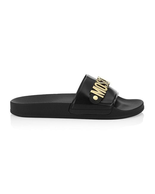 Moschino Strap Logo Pool Slides in 