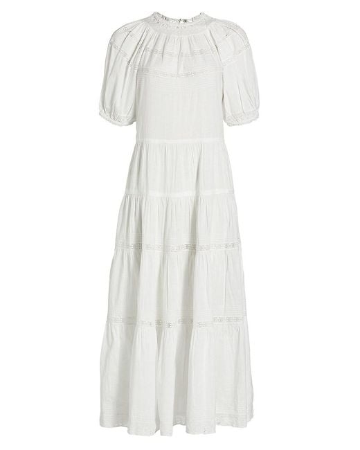 The Great Lace The Prarie Bird Tiered Midi Dress in White | Lyst