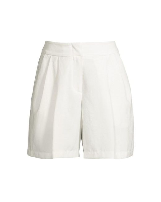 Emporio Armani Linen-blend Pleated-front Shorts | Lyst