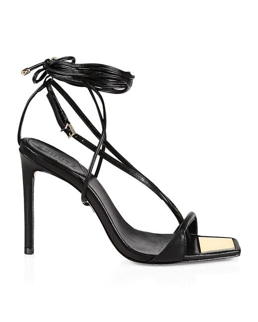 Schutz Leather Vikki Lace-up High-heel Sandals in Black | Lyst