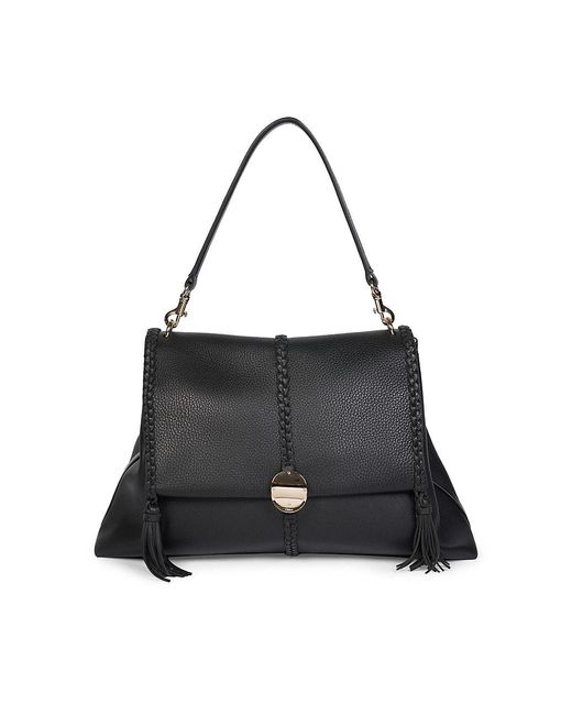 Chloé Penelope Leather Shoulder Bag in Black | Lyst