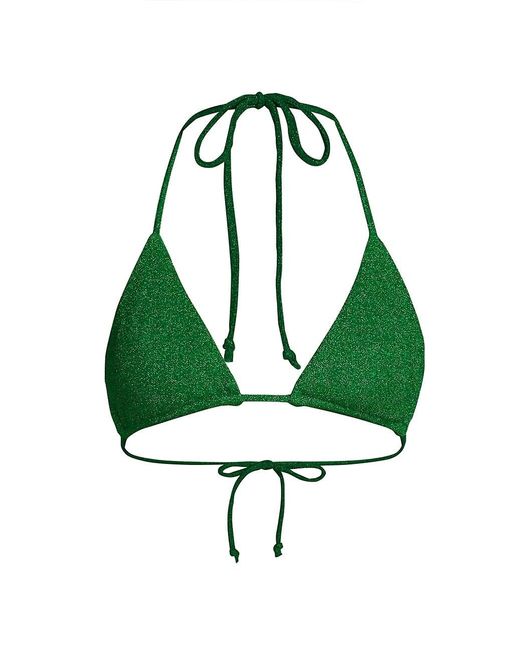 GOOD AMERICAN Sparkle Tiny Ties Bikini Top in Green | Lyst