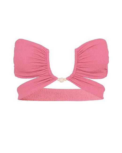ViX Firenze Zene Textured Bandeau Bikini Top in Pink | Lyst