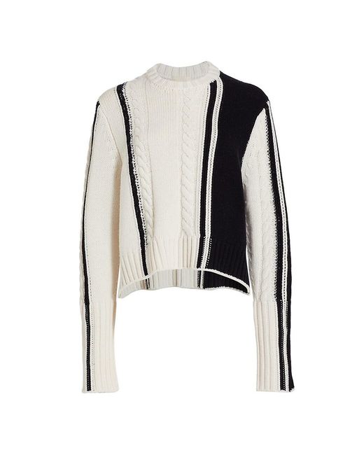Loulou Studio Wool Eike Cable Knit Sweater in Black Ivory (Black) | Lyst