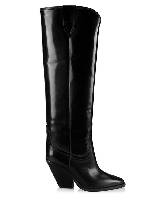 Isabel Marant Lomero Leather Tall Boots in Black | Lyst