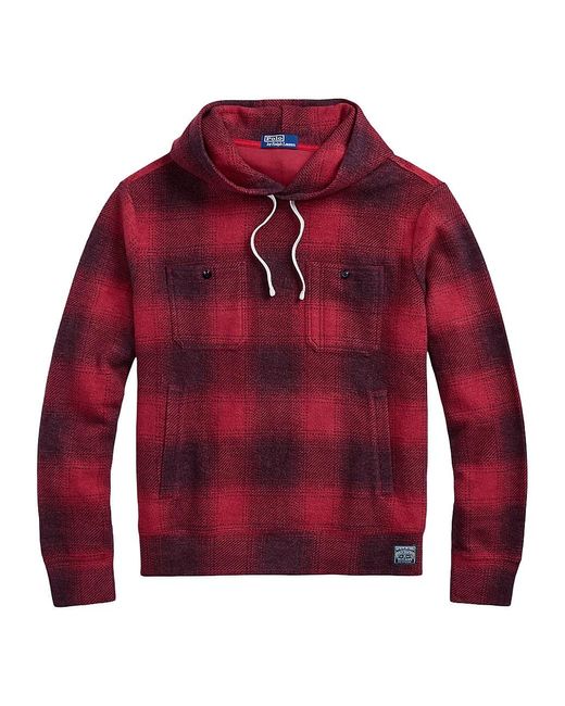 Polo Ralph Lauren Cotton Martin Plaid Hoodie in Red for Men | Lyst