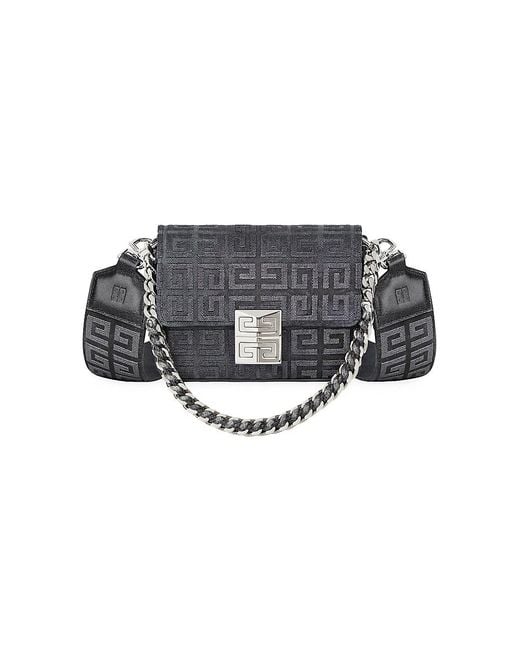 Givenchy Small 4g Crossbody Bag In Lurex Embroidery With Chain in Gray