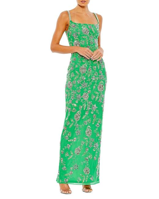 mac duggal drop beaded column gown