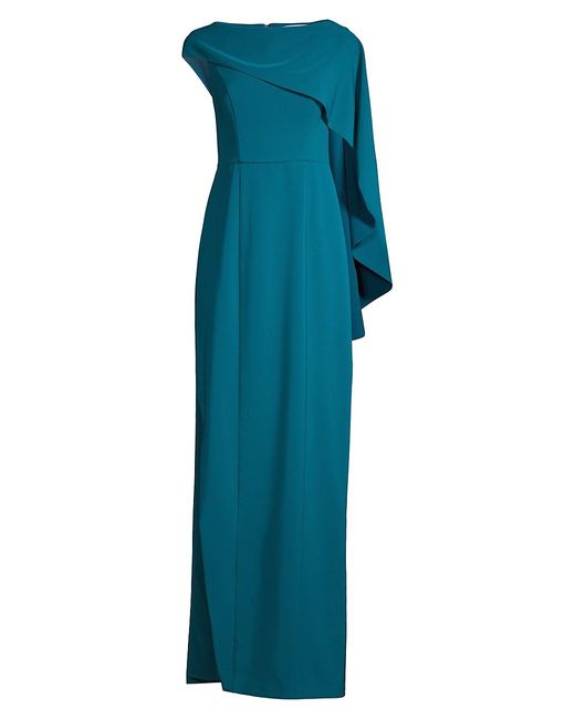 Kay Unger Synthetic Marianna Cape Gown in Teal (Blue) - Lyst