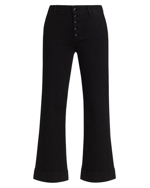 PAIGE Denim Leenah High-rise Button-fly Wide-leg Ankle Jeans in Black ...