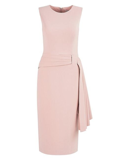 Kay Unger Synthetic Raven Stretch Crepe Mididress in Soft Blush (Pink