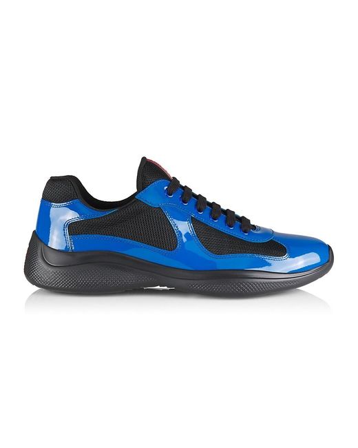 new america's cup patent leather and technical fabric sneakers