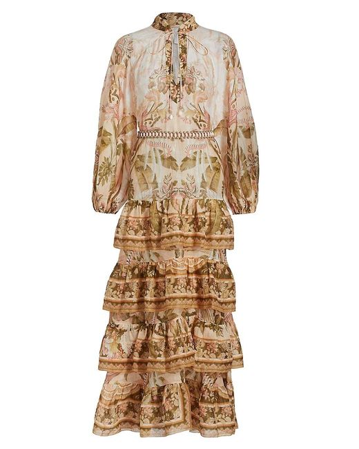 Zimmermann Lyre Tiered Maxi Dress in Natural Lyst