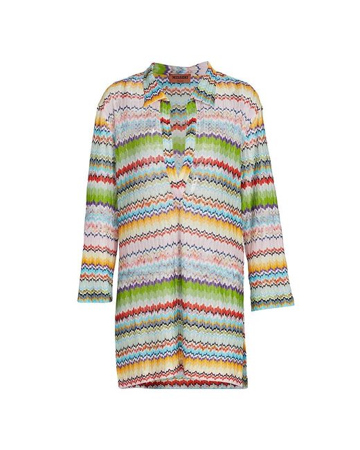 Missoni Synthetic Chevron Cover-up Shirtdress in Natural | Lyst