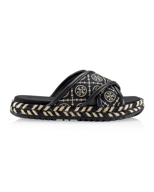 Tory Burch Synthetic T Monogram Cross-strap Espadrille Sandals in Blue ...