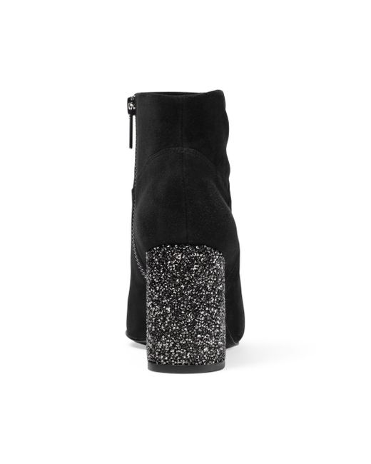 Cher Glitter Heel Booties - Black 