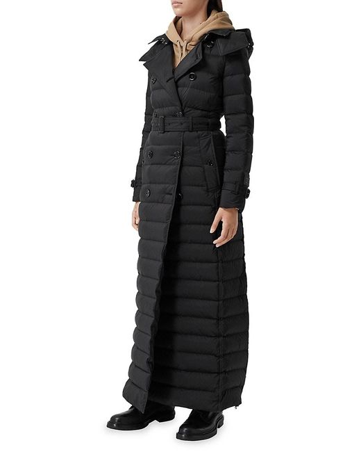 Burberry Goose Arniston Long Double Breasted Puffer Trench Coat in Black -  Lyst