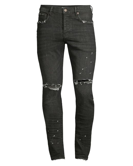Purple Brand P001 Over Spray Slim-fit Jeans in Black for Men | Lyst