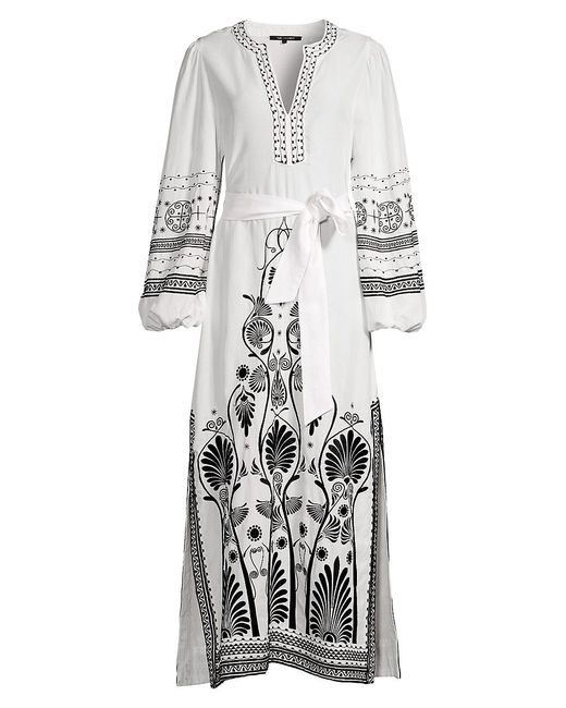 Kobi Halperin Linen Alexis Kaftan Maxi Dress in White Black (White) | Lyst