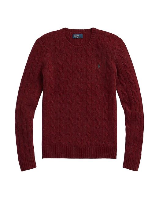 Polo Ralph Lauren Cable-knit Wool-blend Sweater in Red | Lyst