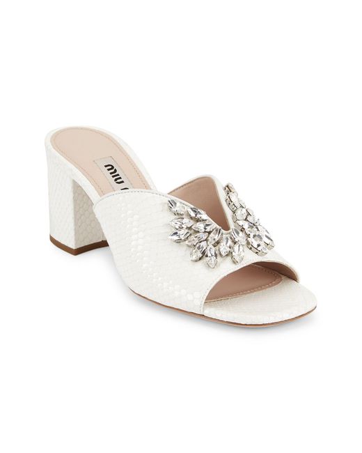 white snakeskin mules