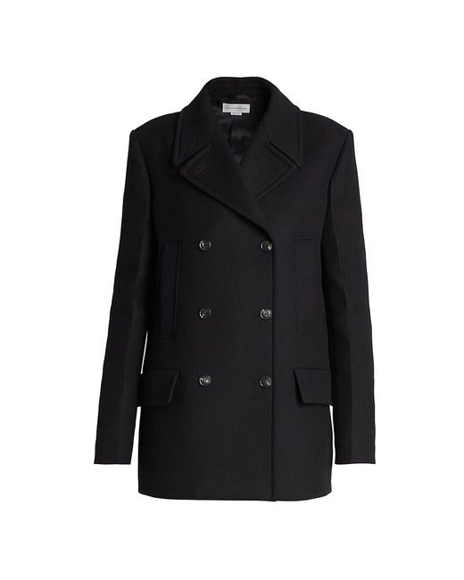 Victoria Beckham Double-breasted Pea Coat in Black | Lyst