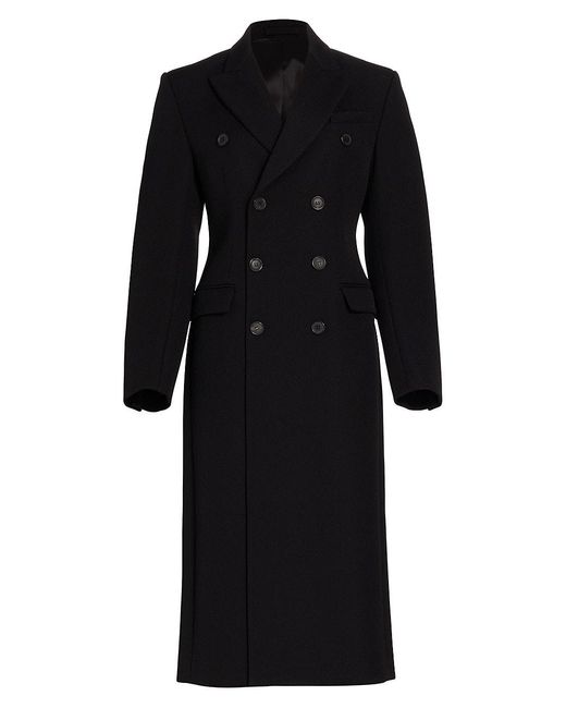 Wardrobe NYC Double-breasted Wool Long Coat in Black | Lyst