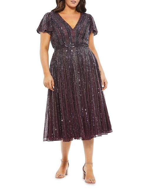 Mac Duggal Synthetic Beaded Sequined Dress in Purple Lyst