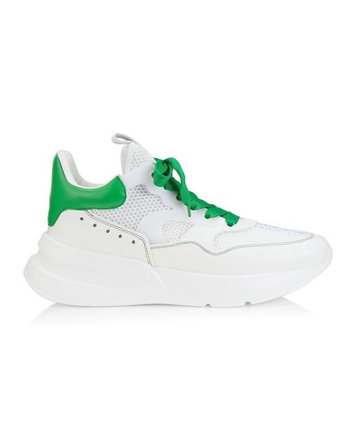 Alexander McQueen Leather Oversized Runner Lowtop Sneakers in White