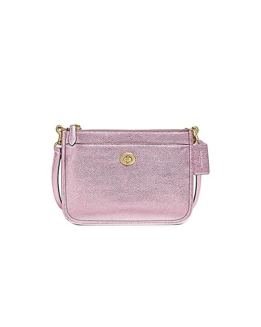 COACH Metallic Leather Slim Turnlock Crossbody Bag Lyst