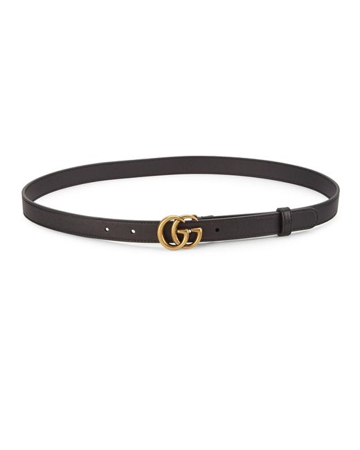 Gucci Marmont Leather Logo Belt in Black - Lyst