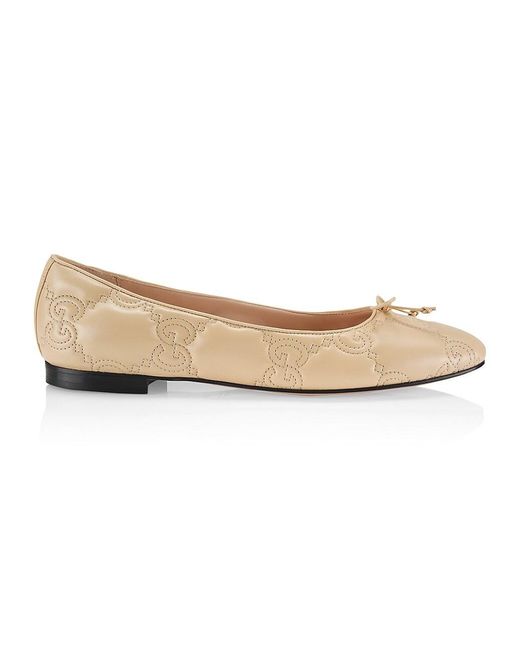 Gucci Jolie Quilted GG Leather Ballet Flats in Natural Lyst