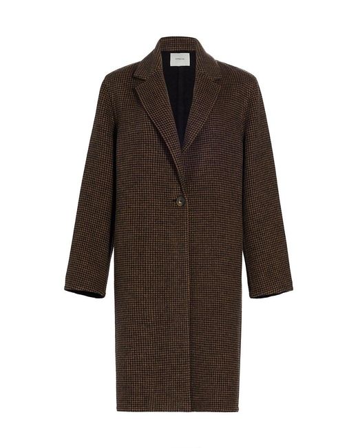 Vince Wool-blend Houndstooth Coat in Brown | Lyst