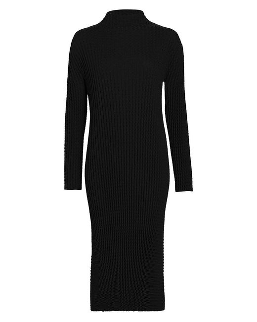 Issey Miyake Synthetic Spongy Mock Turtleneck Midi-dress in Black | Lyst