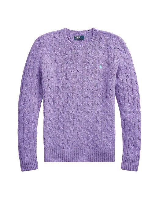 Polo Ralph Lauren Julianna Cableknit Woolblend Sweater in Purple Lyst