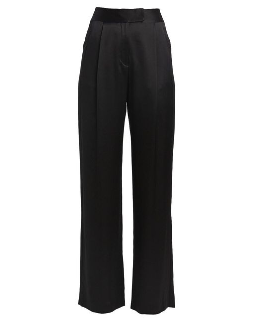 The Sei Pleated Satin Wide-leg Trousers in Black | Lyst
