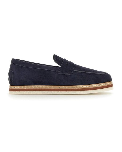 Tod's Mocassino Gomma Super Sottile Loafers in Blue for Men | Lyst