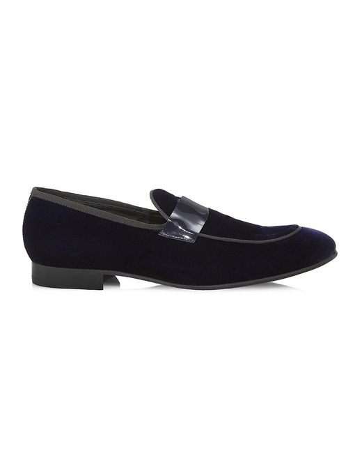 Saks Fifth Avenue Patent Velvet Loafers in Black for Men | Lyst