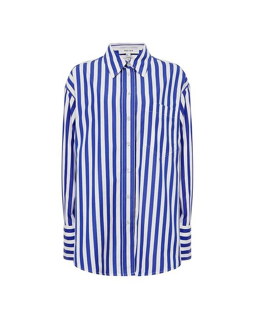 Reiss Emma Oversized Striped Shirt in Blue | Lyst