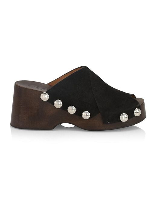 Ganni Retro Leather Platform Sandals in Black Lyst