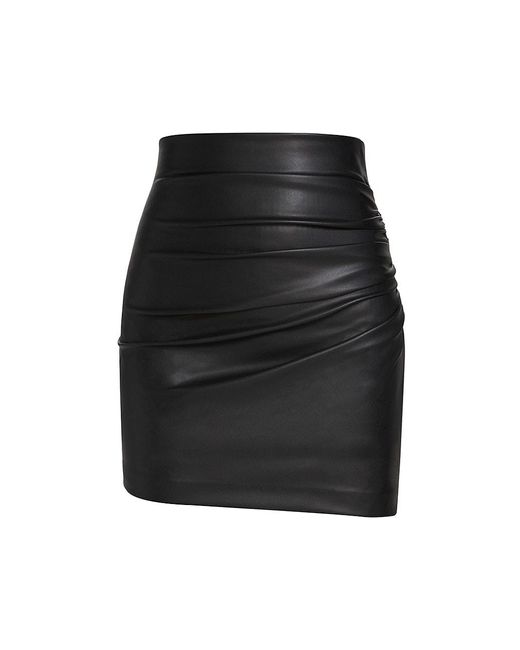 Generation Love Mila Ruched Vegan Leather Miniskirt in Black | Lyst