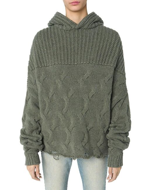 Amiri Hybrid Cashmere Pullover Hoodie in Olive Green (Green) | Lyst