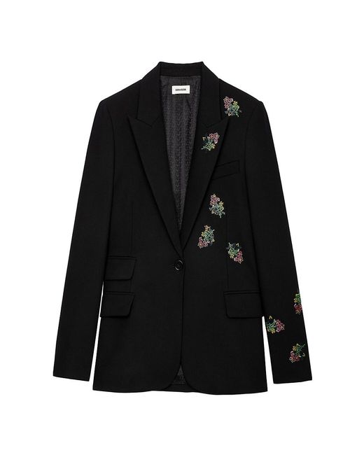 Zadig & Voltaire Synthetic Venus Diamanté Flower Blazer in Black Lyst
