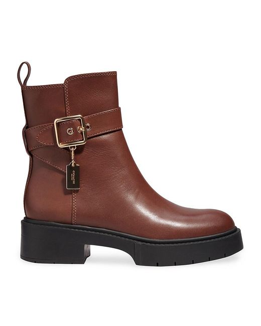 COACH Lacey Leather Lugsole Ankle Boots in Brown Lyst