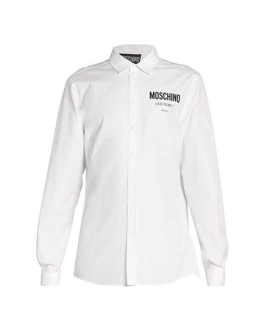 Moschino Logo Dress Shirt in White for Men | Lyst