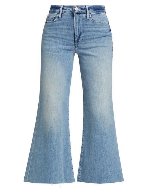 FRAME Le Palazzo High-rise Stretch Wide-leg Crop Jeans in Blue | Lyst