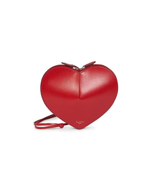 Alaïa Heart Leather Shoulder Bag in Red | Lyst