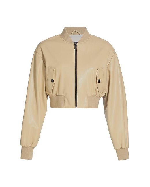 Lamarque Evelin Faux-leather Cropped Bomber Jacket in Natural | Lyst